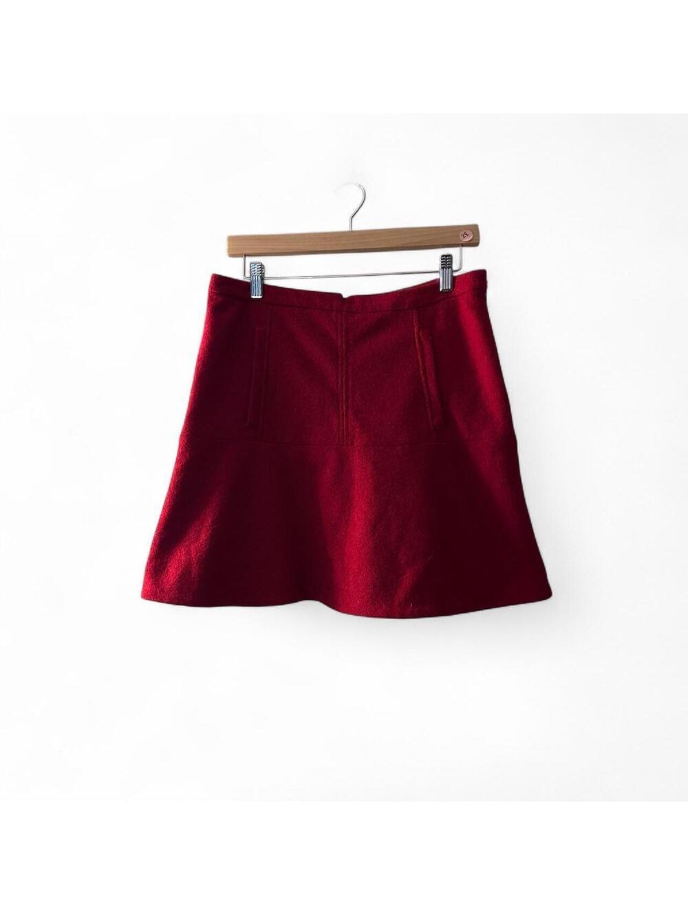 Goodbye Rue Red Wool Blend A Line Mini Skirt Size US 10